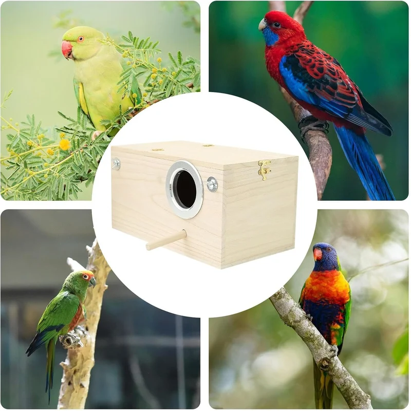 Vogel-Nistkasten Holzhaus aus Naturholz | Vogelbrutkasten 24,5x13x13 cm für Finken Kakadus Nymphensi