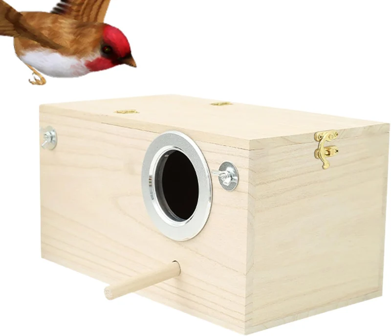 Vogel-Nistkasten Holzhaus aus Naturholz | Vogelbrutkasten 24,5x13x13 cm für Finken Kakadus Nymphensi