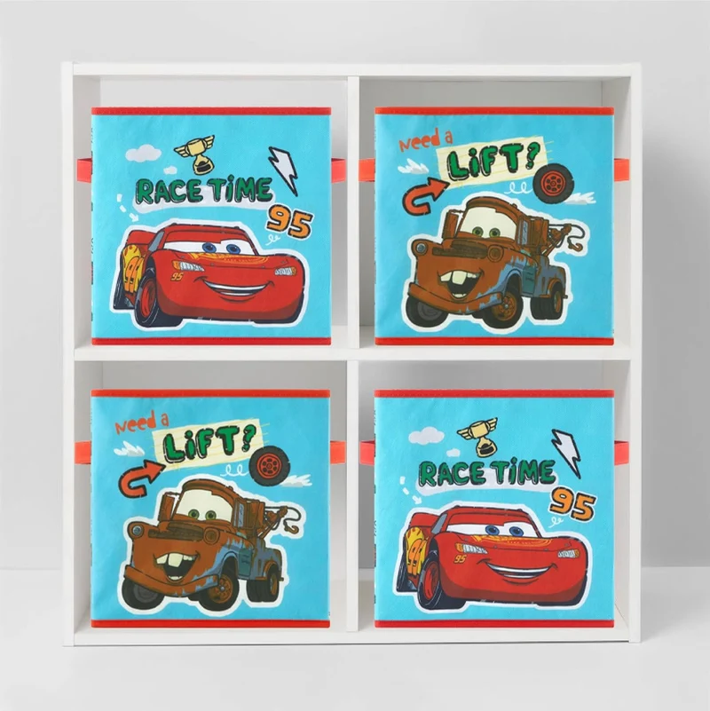 Idea Nuova Disney Cars Aufbewahrungswürfel, Set mit 2 robusten Stoffbehältern mit Griffen, 25,4 x 25