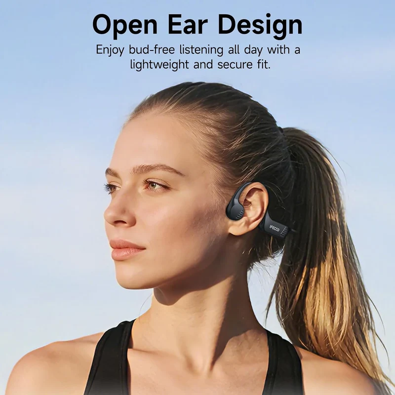 IFECCO Knochenschall Kopfhörer Bluetooth 6.0 für Fitness Radfahren | IP67 Wasserdichte Open Ear Kopf