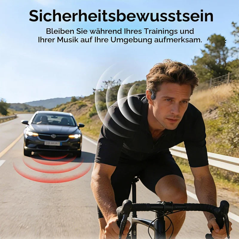 IFECCO Knochenschall Kopfhörer Bluetooth 6.0 für Fitness Radfahren | IP67 Wasserdichte Open Ear Kopf