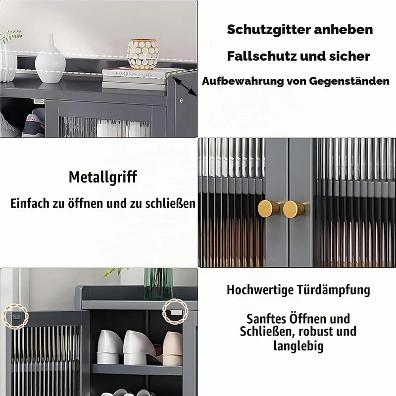 Generisch Schuhschrank Holz mit Korbgeflecht-Türen Moderner Bambus Schuhschränke Schuhschrank Schmal