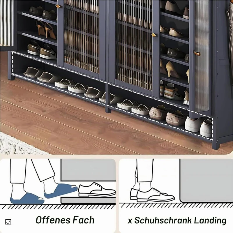 Generisch Schuhschrank Holz mit Korbgeflecht-Türen Moderner Bambus Schuhschränke Schuhschrank Schmal