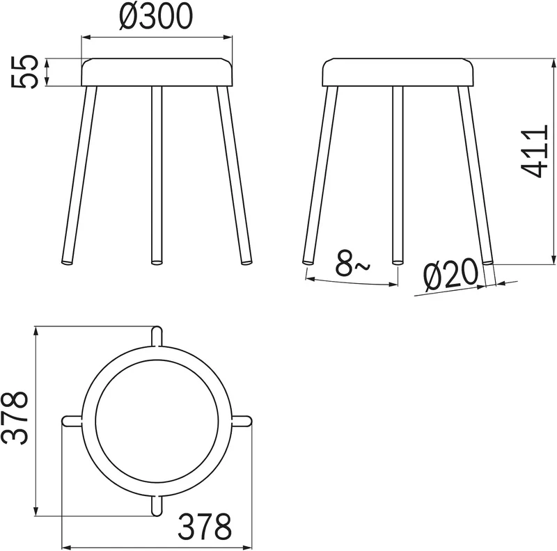 Inda a03750cr Hocker Badezimmer, Kollektion Hotellerie, silber Silber / Schwarz Standard-Verpackung,