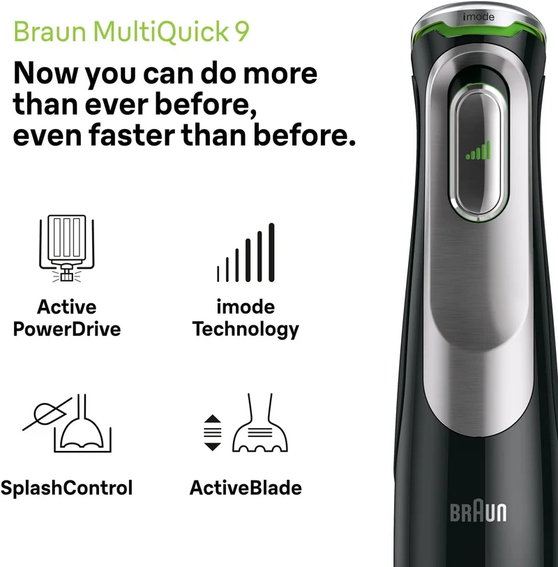 Braun MQ9187XLI MultiQuick 9 Handmixer, XL Küchenmaschine, Active PowerDrive-Technologie, Multifunkt