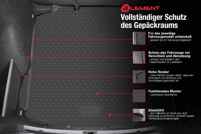 Passgenaue Element Kofferraummatte für Nissan Navara Double Cab, 2010-2015, 1 TLG. Kofferraum NISSAN