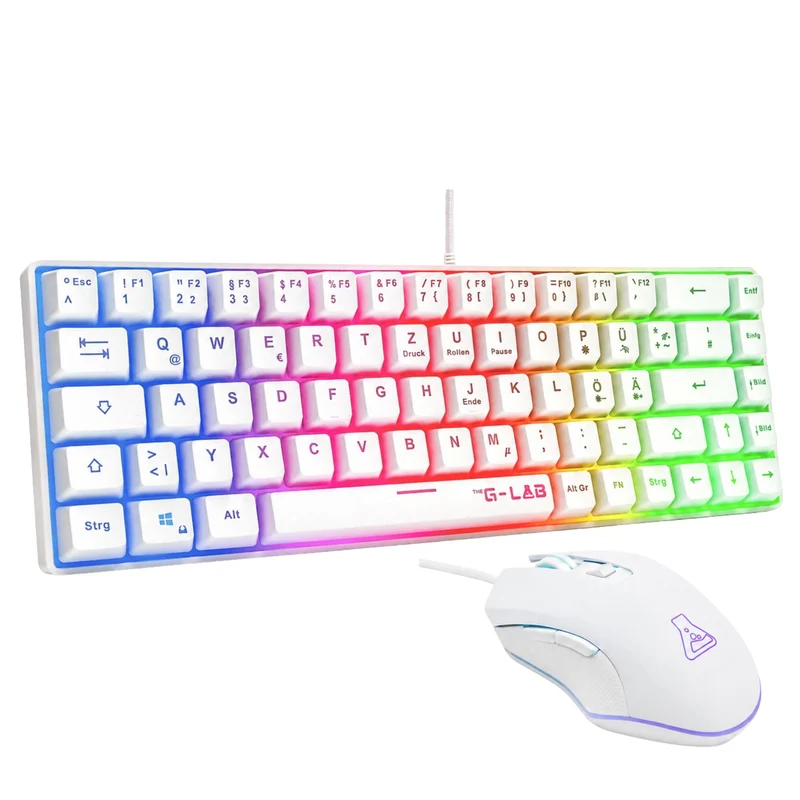 The G-Lab Combo Hydrogen - Set Gaming-Tastatur und Maus Weiss QWERTZ DE | Gaming-Tastatur + Gaming-M