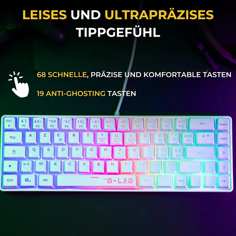 The G-Lab Combo Hydrogen - Set Gaming-Tastatur und Maus Weiss QWERTZ DE | Gaming-Tastatur + Gaming-M