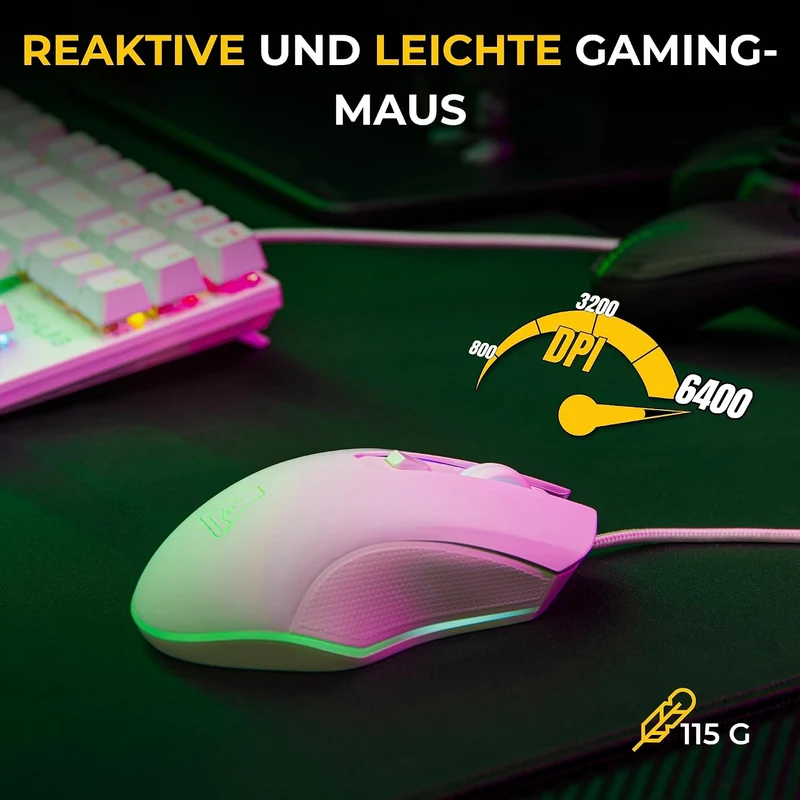 The G-Lab Combo Hydrogen - Set Gaming-Tastatur und Maus Weiss QWERTZ DE | Gaming-Tastatur + Gaming-M