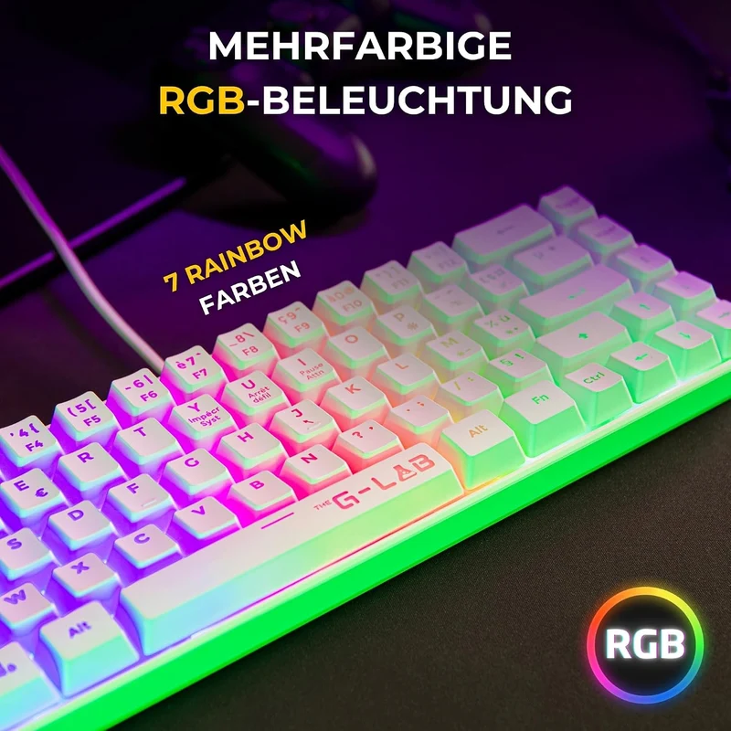 The G-Lab Combo Hydrogen - Set Gaming-Tastatur und Maus Weiss QWERTZ DE | Gaming-Tastatur + Gaming-M
