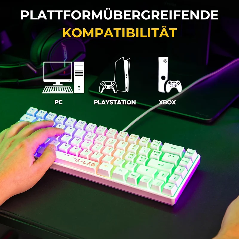 The G-Lab Combo Hydrogen - Set Gaming-Tastatur und Maus Weiss QWERTZ DE | Gaming-Tastatur + Gaming-M