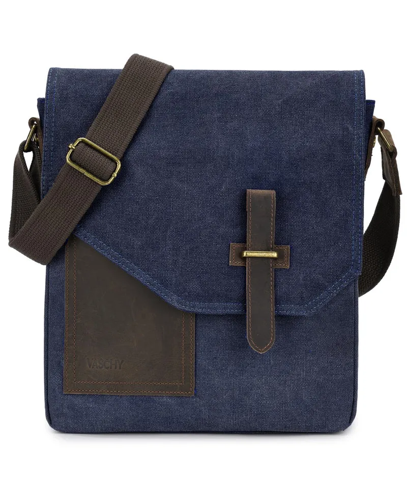 VASCHY Klein Umhängetasche Herren mit RFID-Schutz,Vintage Messenger Bag Herrentasche Schultertasche