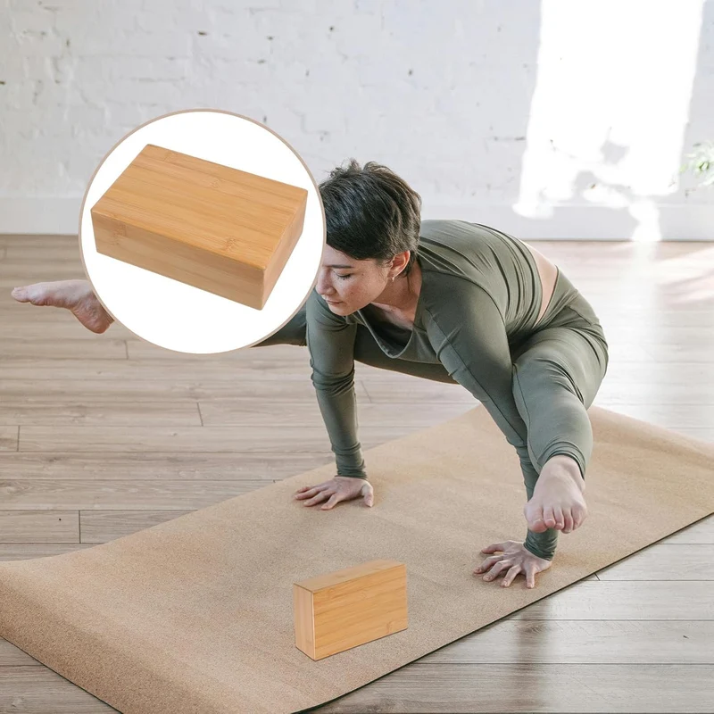 Tragbarer Yogablöcke aus Bambus mit glatter Oberfläche, passend für Yoga Übungen und Fitnessgeräte f