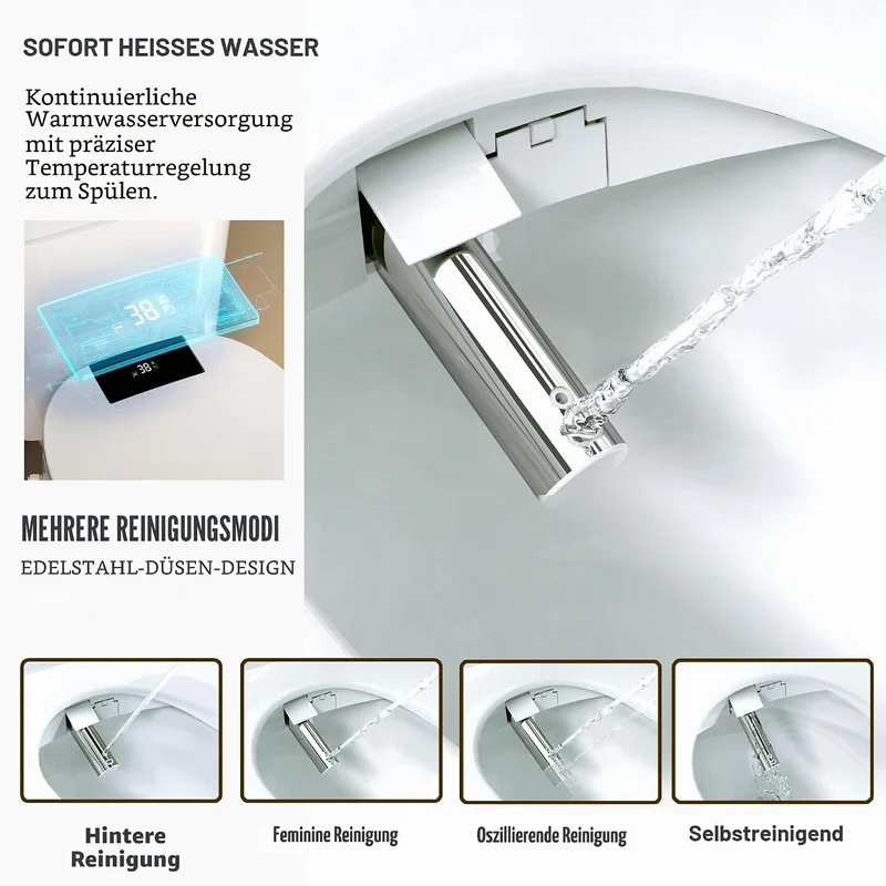 WLJBIDET Bidet Toilettensitz mit Fernbedienung, Elektronisch Beheizbarer Dusch WC Aufsatz mit Einste