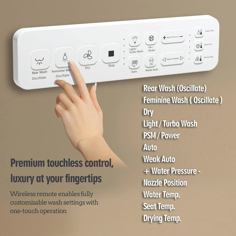 WLJBIDET Bidet Toilettensitz mit Fernbedienung, Elektronisch Beheizbarer Dusch WC Aufsatz mit Einste