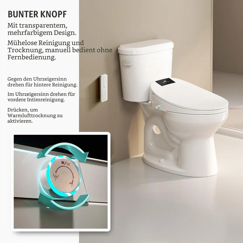 WLJBIDET Bidet Toilettensitz mit Fernbedienung, Elektronisch Beheizbarer Dusch WC Aufsatz mit Einste