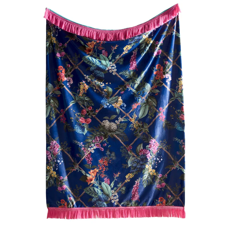 Laurence Llewelyn-Bowen Überwurfdecke mit Blumenmuster (130 x 180 cm), wendbare Designs, botanische
