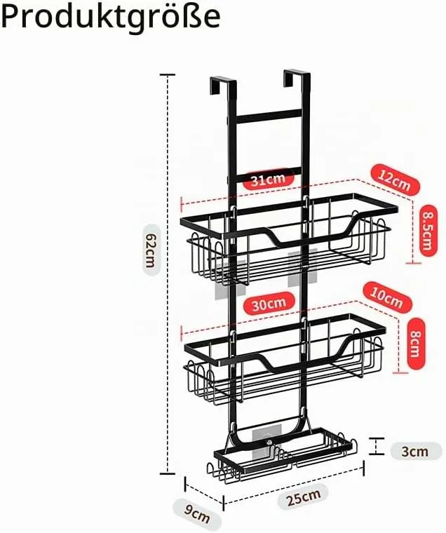 Duschablage zum Hängen ohne Bohren - 3 Stöckiges Badezimmer Organizer Shampoo Halterung für Dusche H