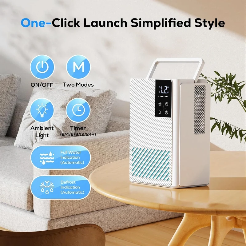 Luftentfeuchter Elektrisch, Ultra Leiser Raumentfeuchter, 2.5L Luftentfeuchter mit LED Display, Auto