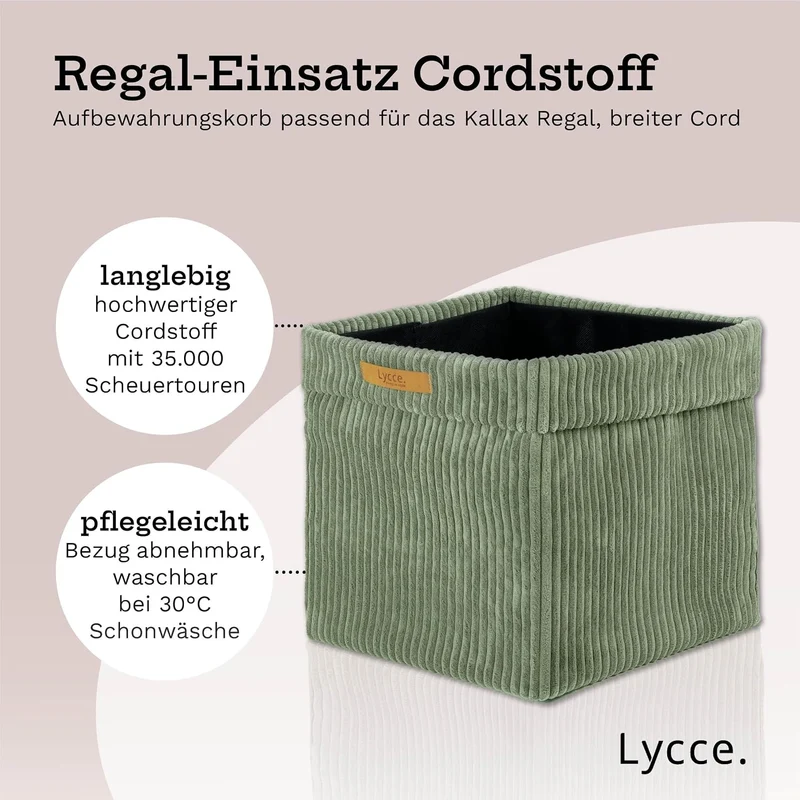 Lycce Kallax Boxen Cord 2er Set mit entfernbarem Cord-Bezug | salbei Salbei 2er Set, Salbei 2er Set