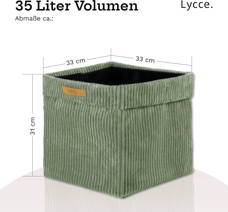 Lycce Kallax Boxen Cord 2er Set mit entfernbarem Cord-Bezug | salbei Salbei 2er Set, Salbei 2er Set