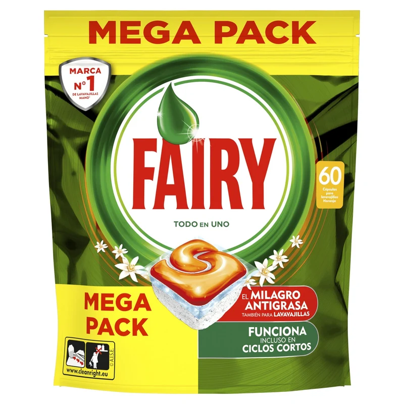 Fairy Todo En 1 Naranja Lavavajillas 60 Cápsulas