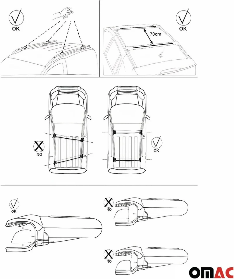 OMAC Aluminium Dachträger Querträger für Dacia Jogger 2022-2026 – Max. 75 kg – 2 Stangen Silber