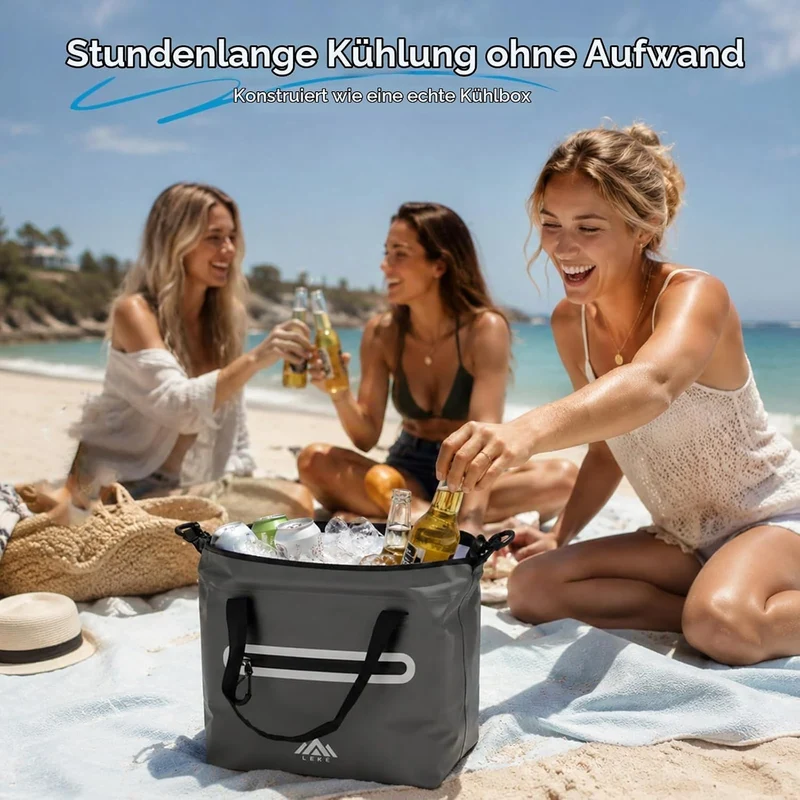 Lekesky Kühltasche Klein 12L – Wasserdicht & Leckgeschützt, Isolierte Lunchtasche für Unterwegs, Tra