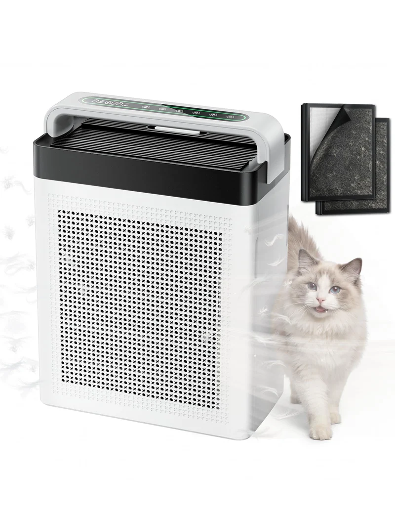 Luftreiniger mit Aktivkohlefilter, Doppel-Ansaugung, CADR 300 m³/h | bis 232 m², Air Purifier H13 HE