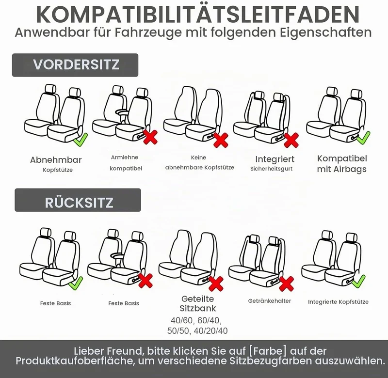 Bocguy Universal Autositzbezüge Set, 5-Sitze Schonbezüge für Autositze | Universal Schonbezüge für A