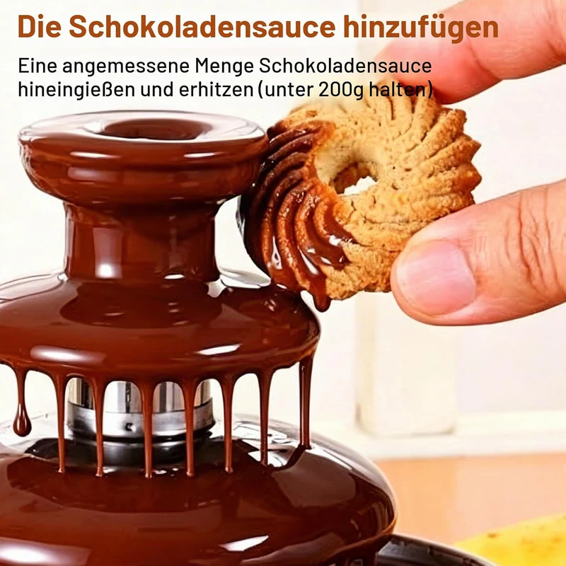 Schokoladenbrunnen 3 Etagen, Schokobrunnen Klein, 35W Elektrisch Schokoladenfontäne aus Edelstahl, S