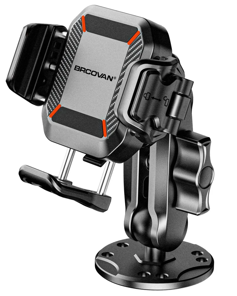 BRCOVAN Handyhalterung mit Vibrationsdämpfer [1s Lock] mit runder Aluminiumbasis und mittellangem Ar