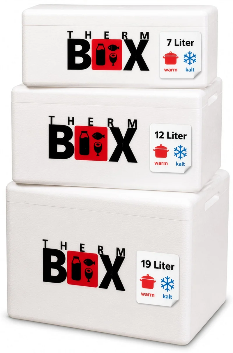 THERM BOX 3er Set Styroporbox 7W 12W 19W Innen L33,5 x B23,5 cm Innenhöhen 9/15/27 cm Wandstärke 3 c