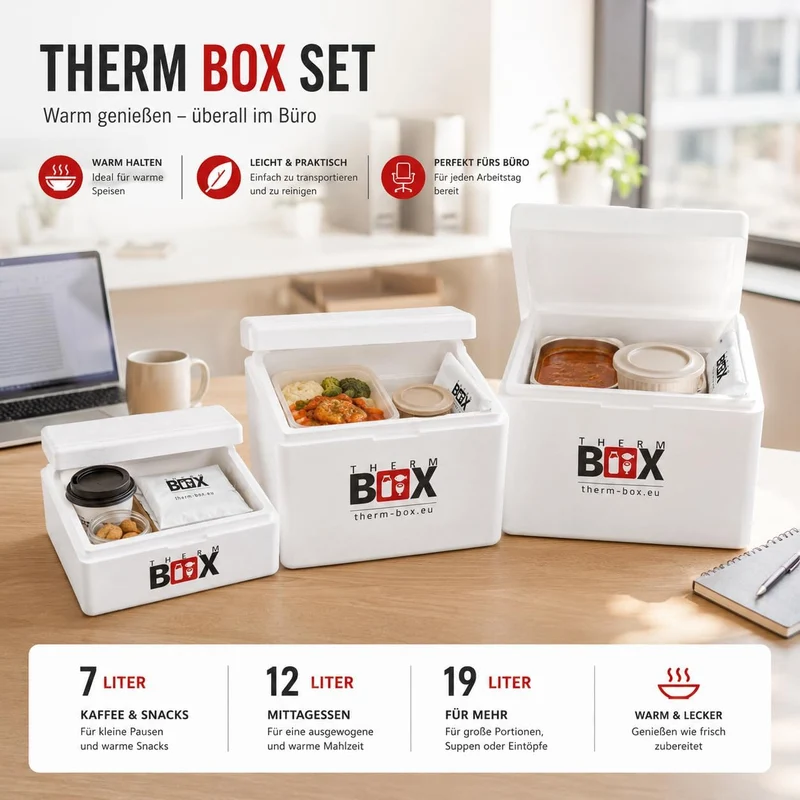 THERM BOX 3er Set Styroporbox 7W 12W 19W Innen L33,5 x B23,5 cm Innenhöhen 9/15/27 cm Wandstärke 3 c