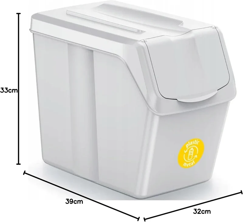 Set von 4 Mülltonnen KEDEN SORTIBOX für Recycling, weiss, 80L Gebrochenes Weiss 80 litros, Gebrochen