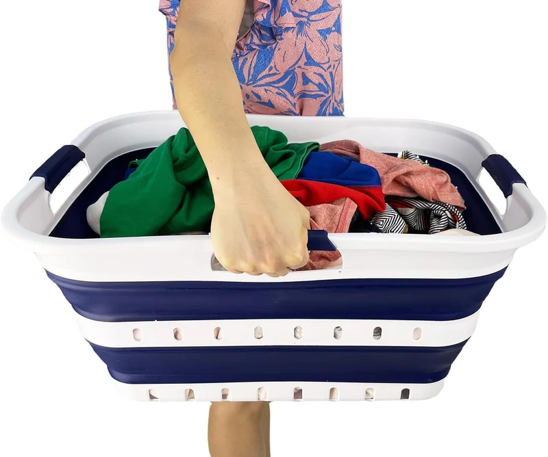 SAMMART 42L Faltbarer Wäschekorb aus Kunststoff – Faltbarer Pop-Up-Aufbewahrungsbehälter/Organizer –