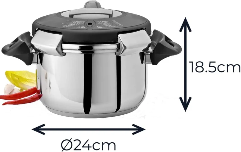 Artame 38308 Ovni Schnellkochtopf aus Edelstahl, 18/10 8 l 8 Liter, 8 Liter