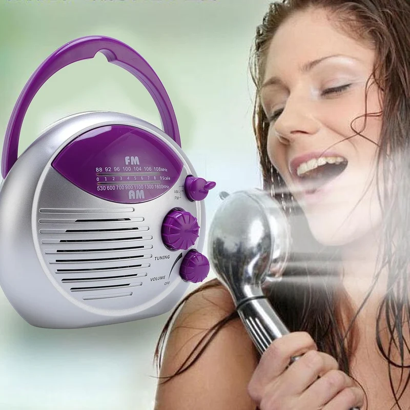 Elprico AM FM Dusch Radio Eingebauter Lautsprecher, IPX4 Wasserdicht Hängendes Badezimmer Radio, Tra