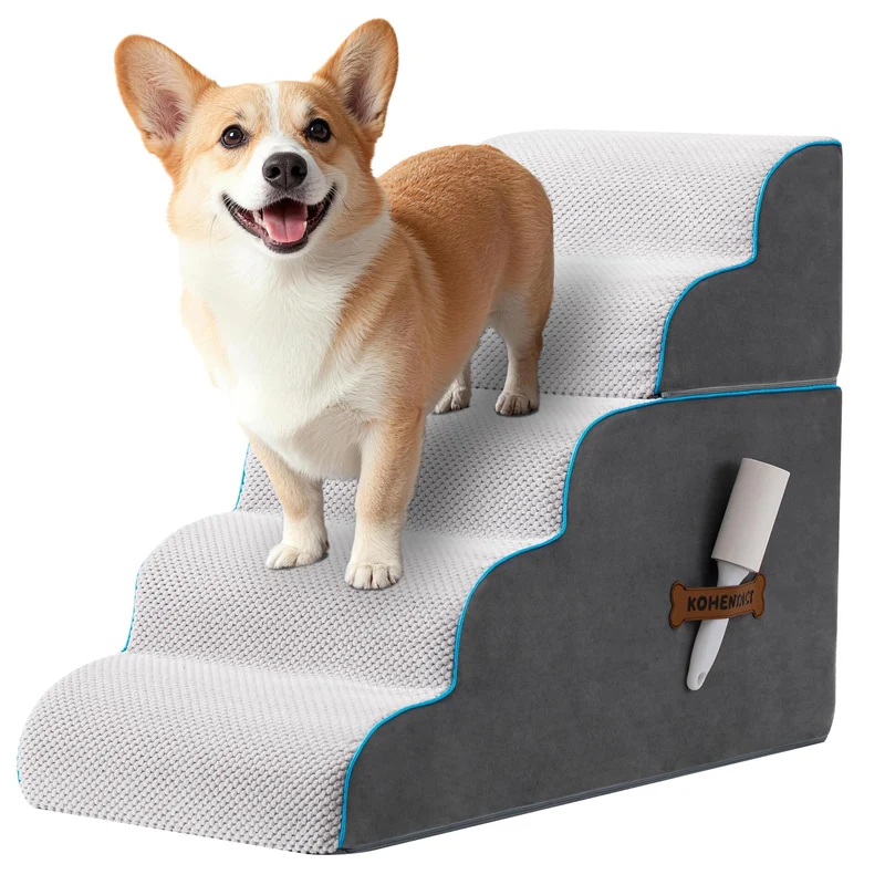 Hundetreppe & Rampe für hohes Bett & Sofa, 33-61 cm abnehmbare Haustiertreppe für kleine & mittlere