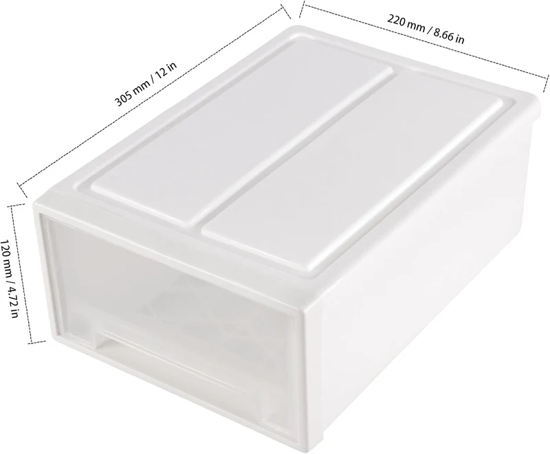 2 Stück Schubladenbox Kunststoff Weiss, 30 x 22 x 12cm Stapelbare Schreibtisch Organizer mit Schubla