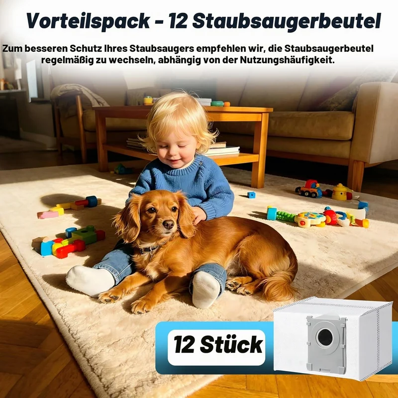 12 Stück Staubbeutel Kompatibel mit Ecovacs Deebot T90 Omni, T90 Pro Omni, X11 Pro Omni, X11 Pro Omn
