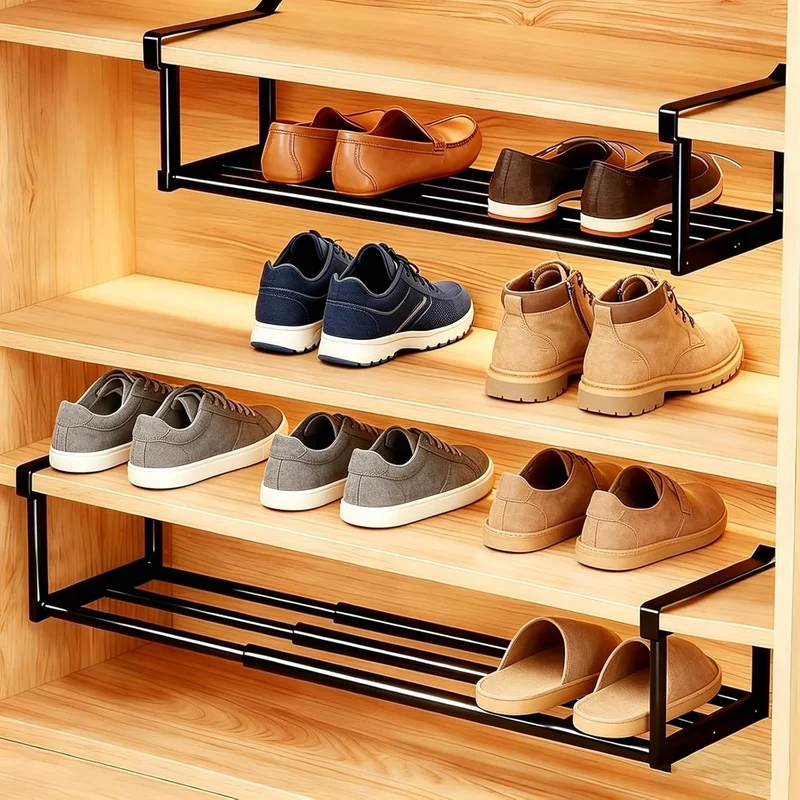 2 Stück Hängendes Schuhregal Organizer Im Schrank, Schuhregal Ausziehbar zum Aufhängen,Verstellbarer