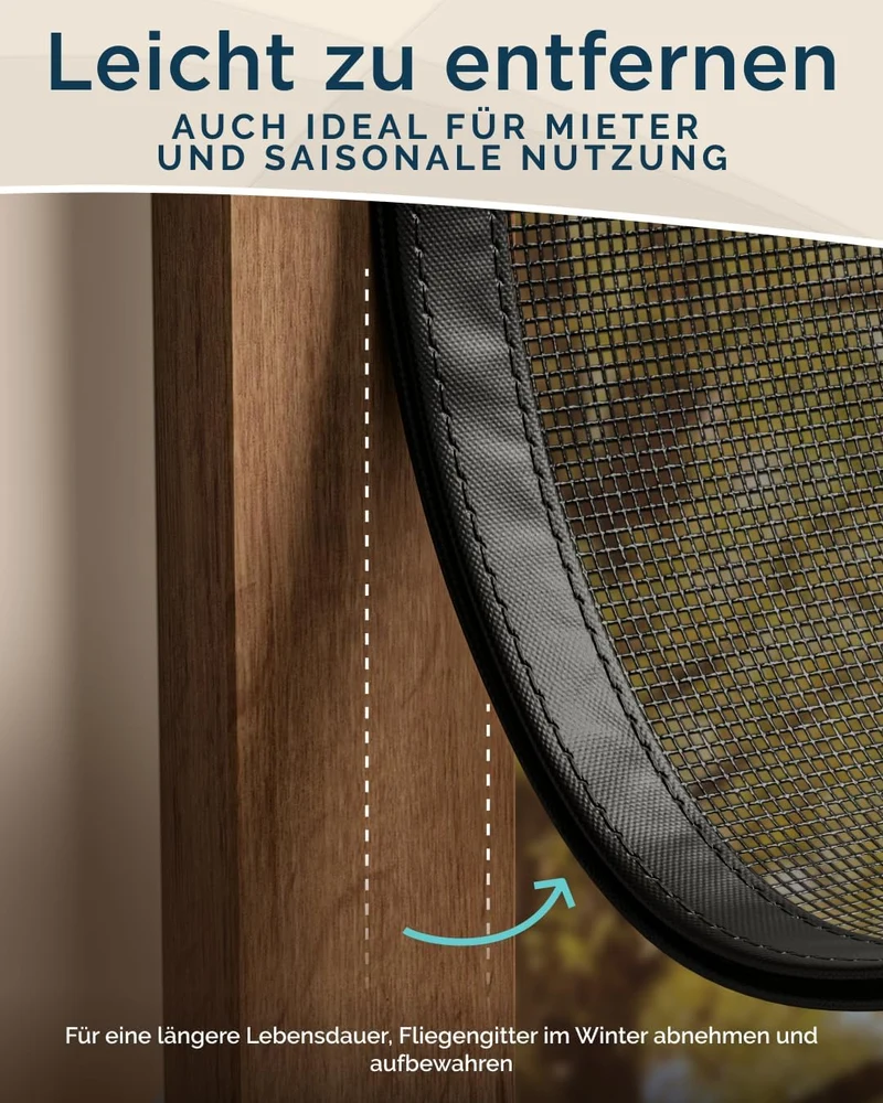 ARCOL Fliegengitter Fenster mit Magnet 155x115h cm Zuschneidbar - Moskitonetz mit Klettverschluss -