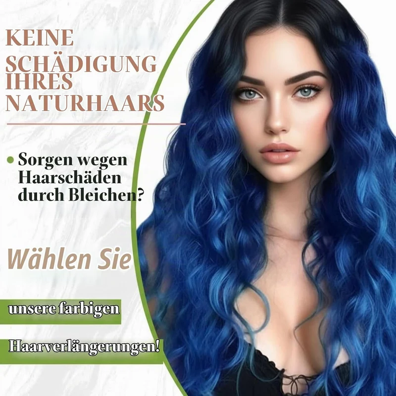 RUNATURE Tape Extensions Echthaar Blau 30cm Kurz Gerade Haarverlängerung 10 Stück Echthaar Extension