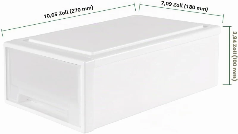 3 Stück 27 x 18 x 10cm Weiss Schubladenbox Kunststoff, Stapelbare Schubladenboxen, Schreibtisch Orga