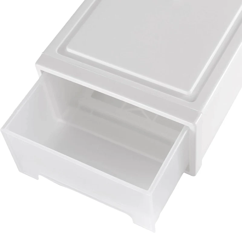 3 Stück 27 x 18 x 10cm Weiss Schubladenbox Kunststoff, Stapelbare Schubladenboxen, Schreibtisch Orga