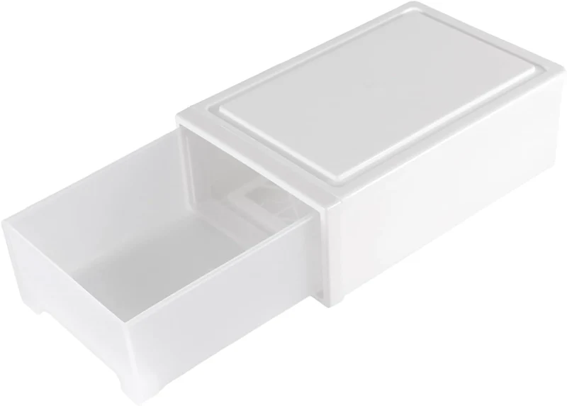 3 Stück 27 x 18 x 10cm Weiss Schubladenbox Kunststoff, Stapelbare Schubladenboxen, Schreibtisch Orga