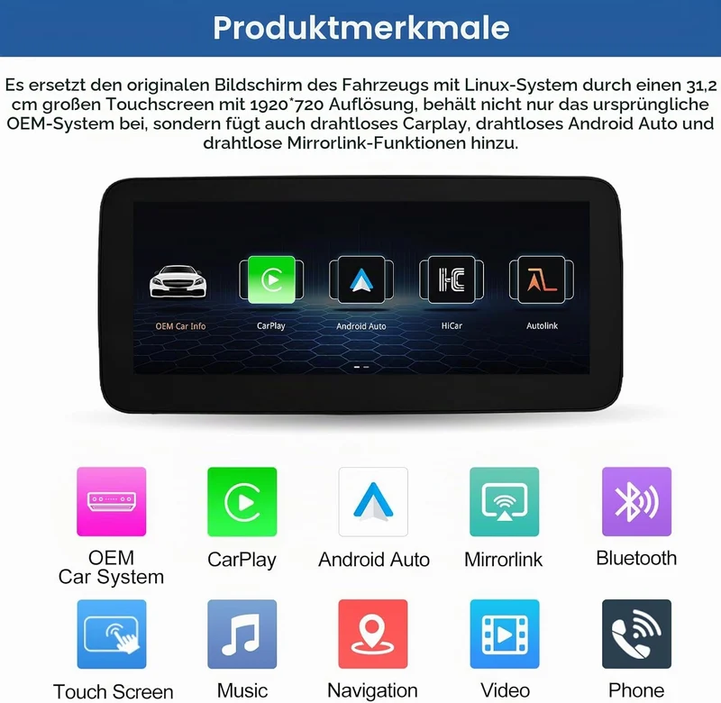 Road Top 12,3 Zoll Autoradio Carplay für Mercedes Benz A CLA GLA Klasse | W176 C117 X117 X156 (2016-