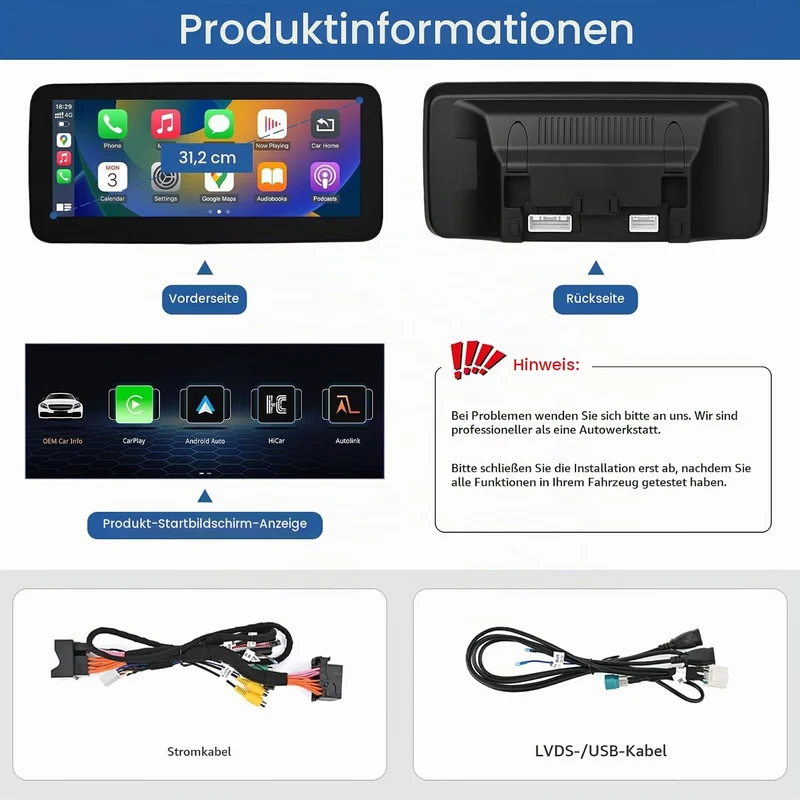 Road Top 12,3 Zoll Autoradio Carplay für Mercedes Benz A CLA GLA Klasse | W176 C117 X117 X156 (2016-
