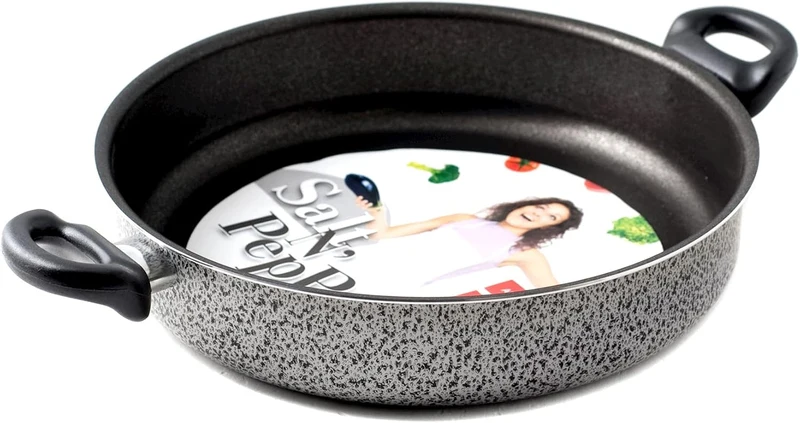 Home Salt N'Pepper Antihaft-Bratpfanne mit 2 Griffen, Aluminium, Schwarz/Grau, 32 cm, 32 cm